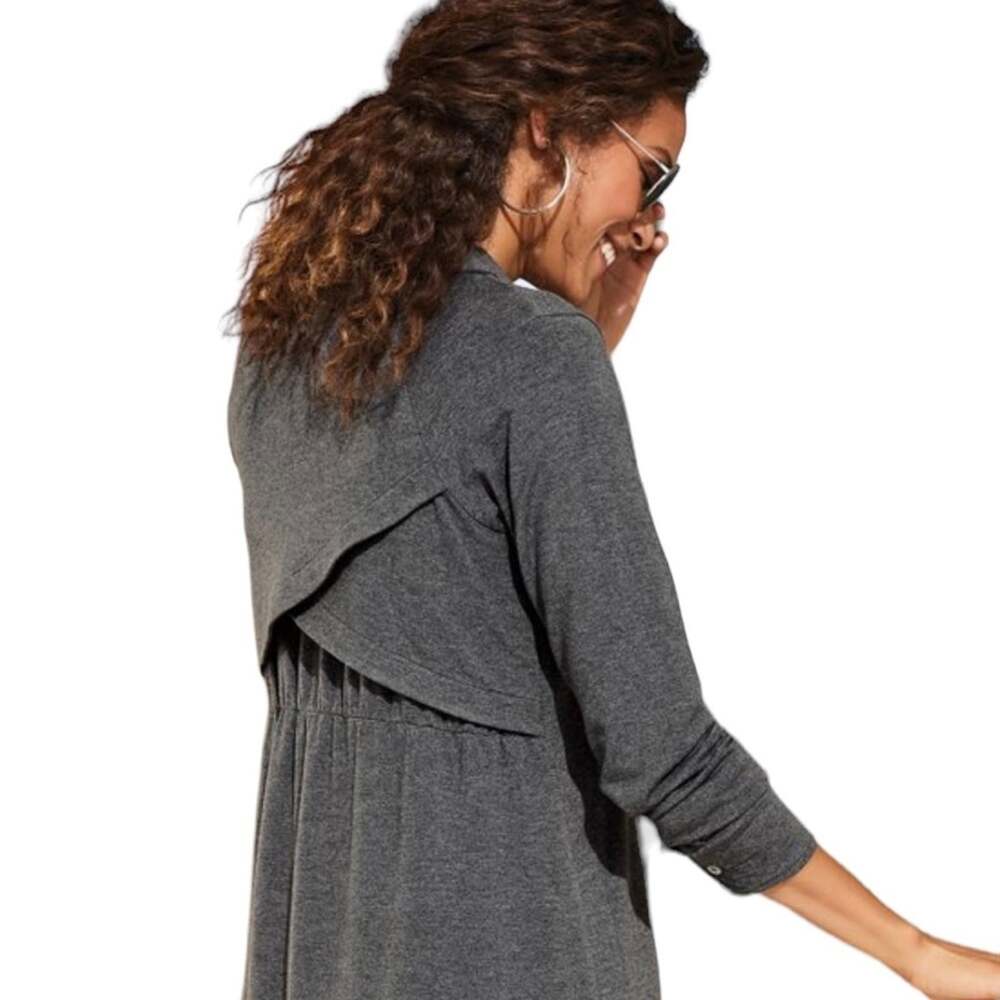Soft Surroundings “Cool Breeze” Size Small Charcoal Gray Button Front Tunic-NWOT